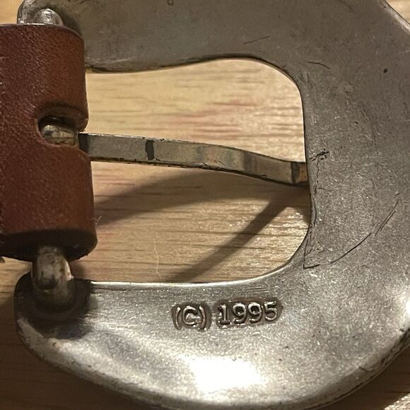 UNLISTED Belt Medium Brown Leather Western Cowgirl Rodeo Boho Patina Med Buckle - Picture 13 of 13